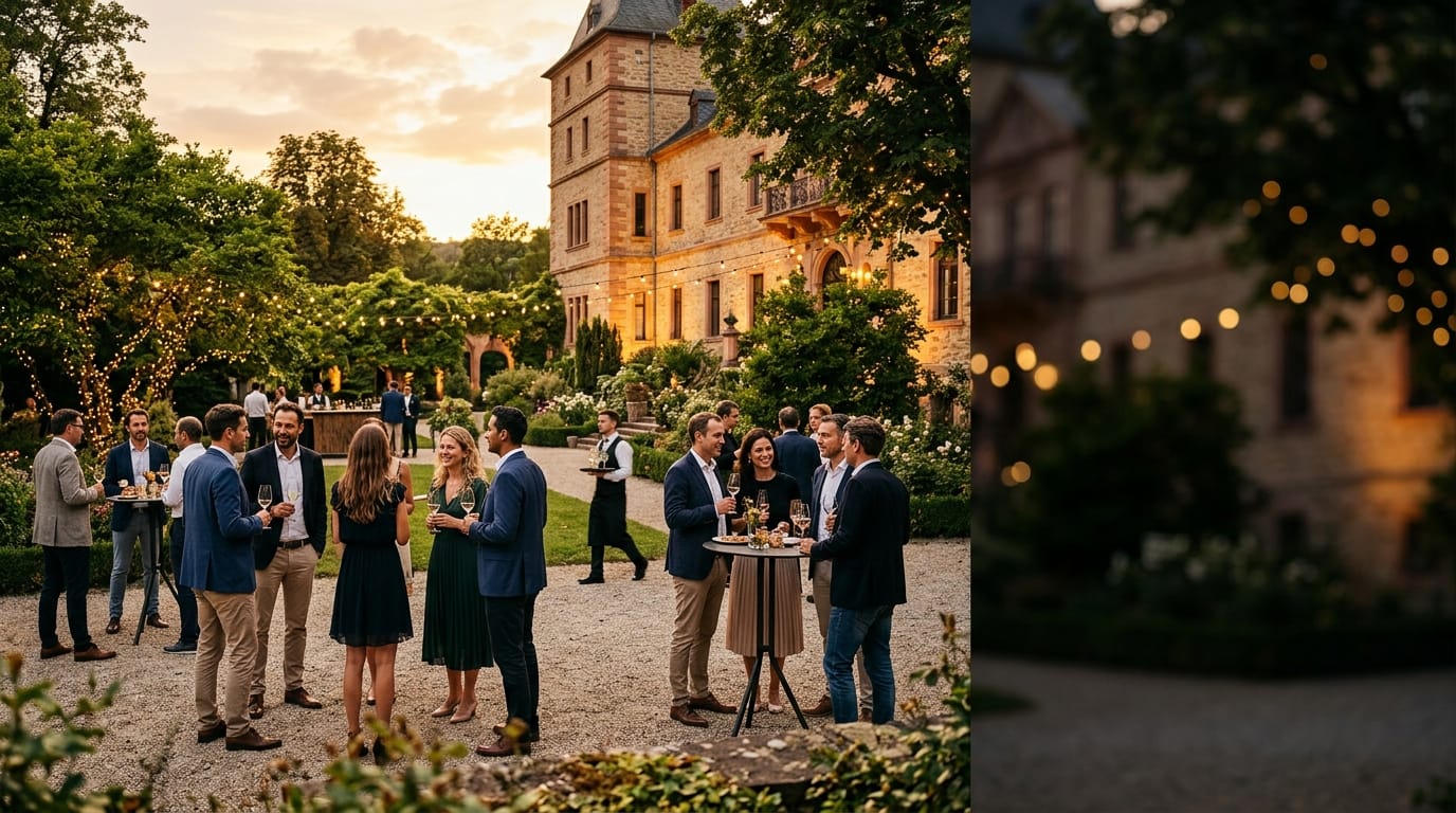Firmenfeier vor einem Schloss